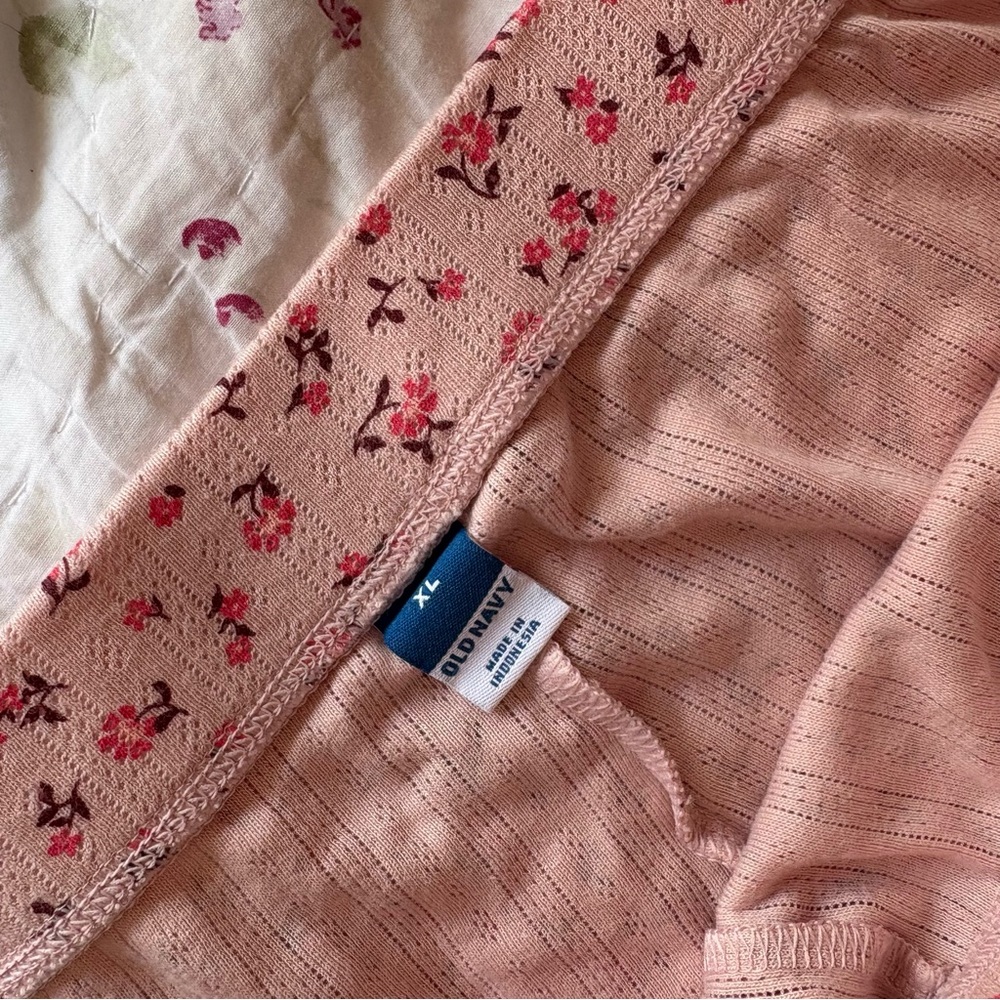 Soft babydoll frilly pajama pant elastic waist extra large Pink Floral croquette - Picture 5 of 7
